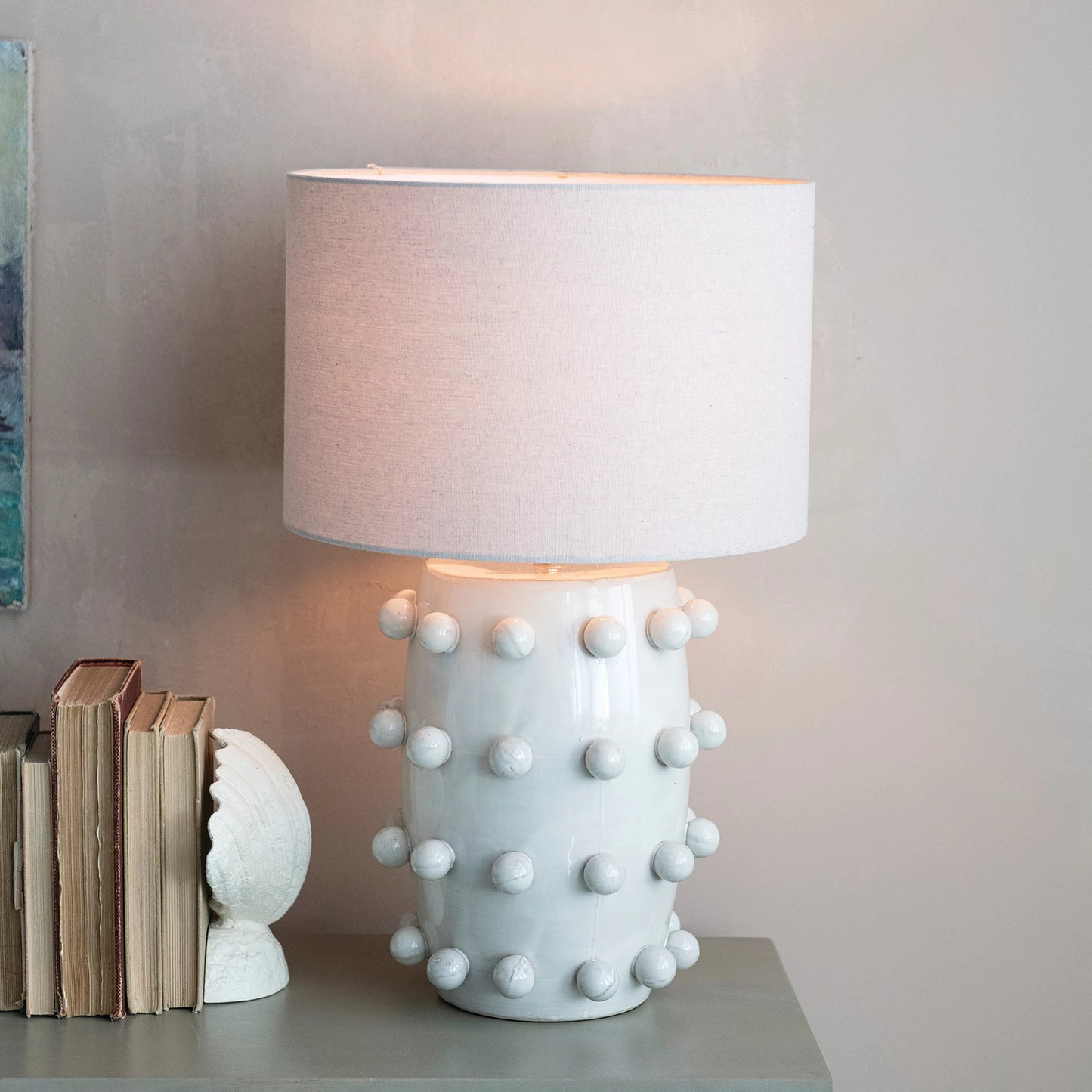 Stoneware Hobnail Lamp