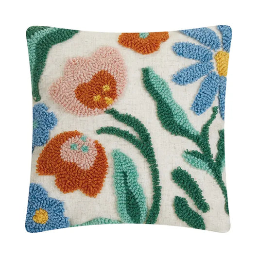 Floral Hook Rug Pillow