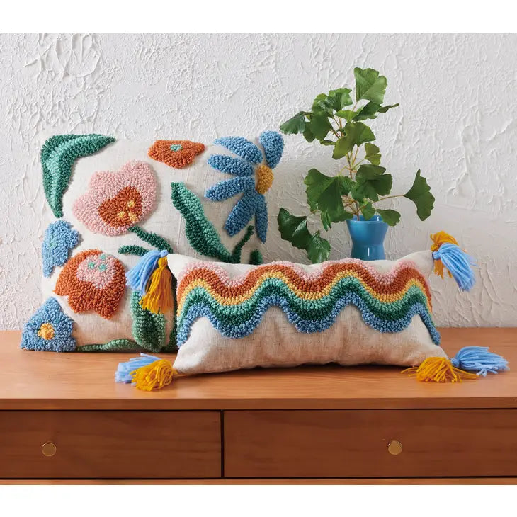 Floral Hook Rug Pillow