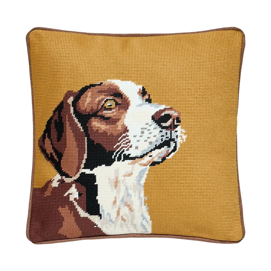 Hunting Dog Needlepoint Pillow