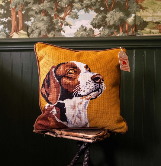 Hunting Dog Needlepoint Pillow