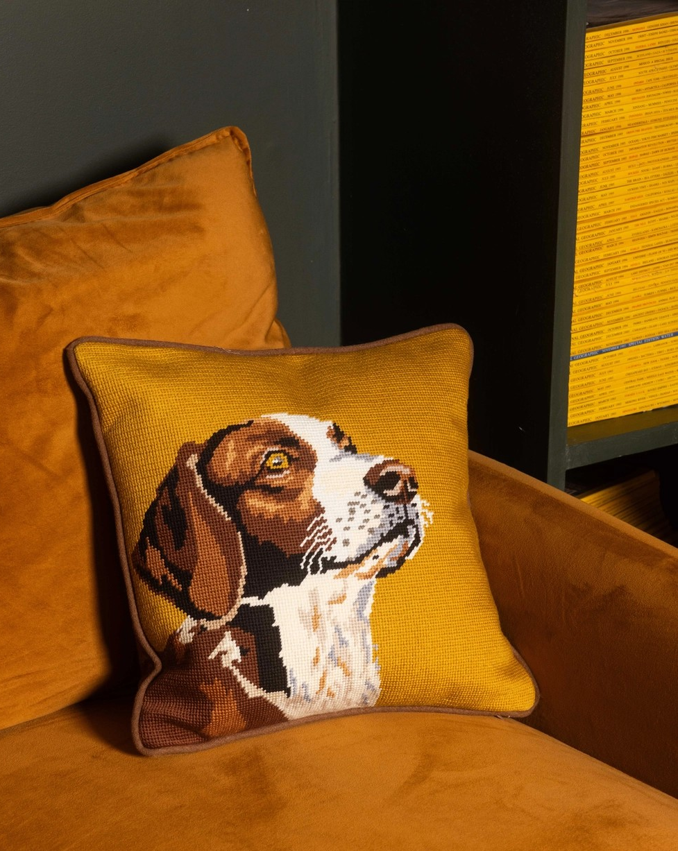 Hunting Dog Needlepoint Pillow