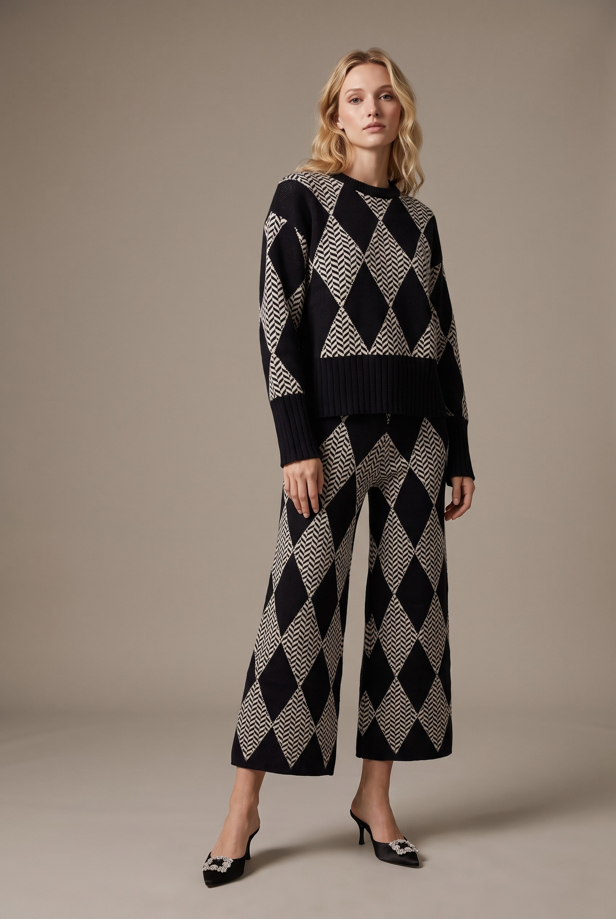 Black Diamond Knit Lounge Set