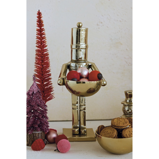 Gold Nutcracker Holding Bowl