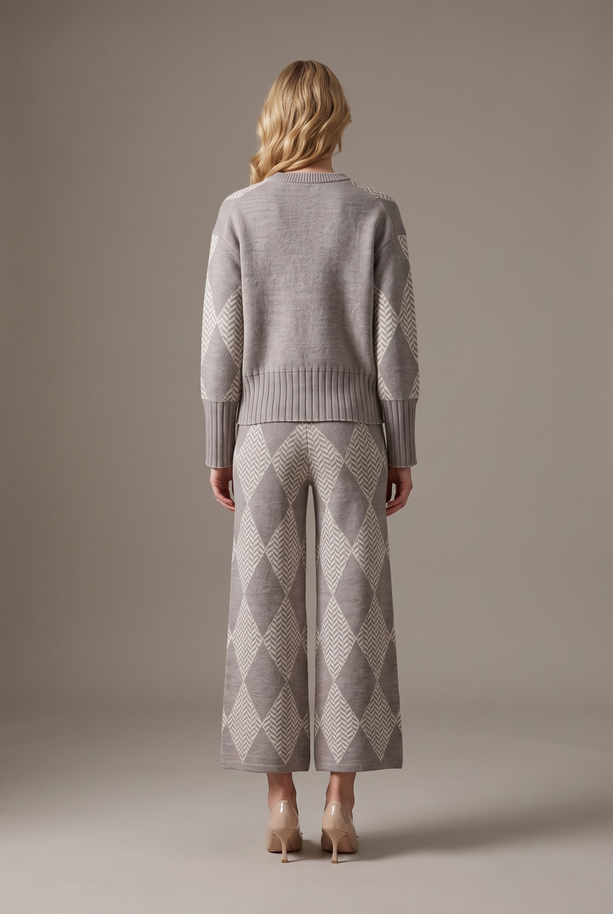 Mocha Diamond Knit Lounge Set