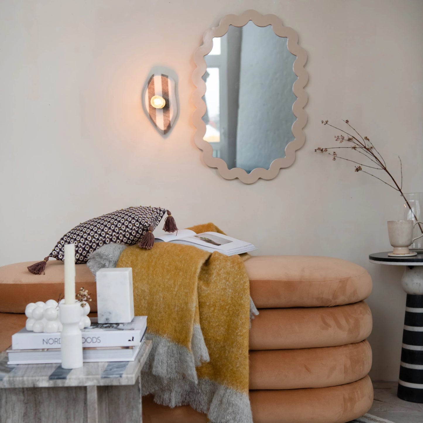 Ivory Waves Mirror