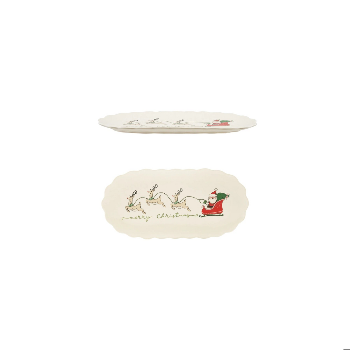 Merry Christmas Scalloped Platter