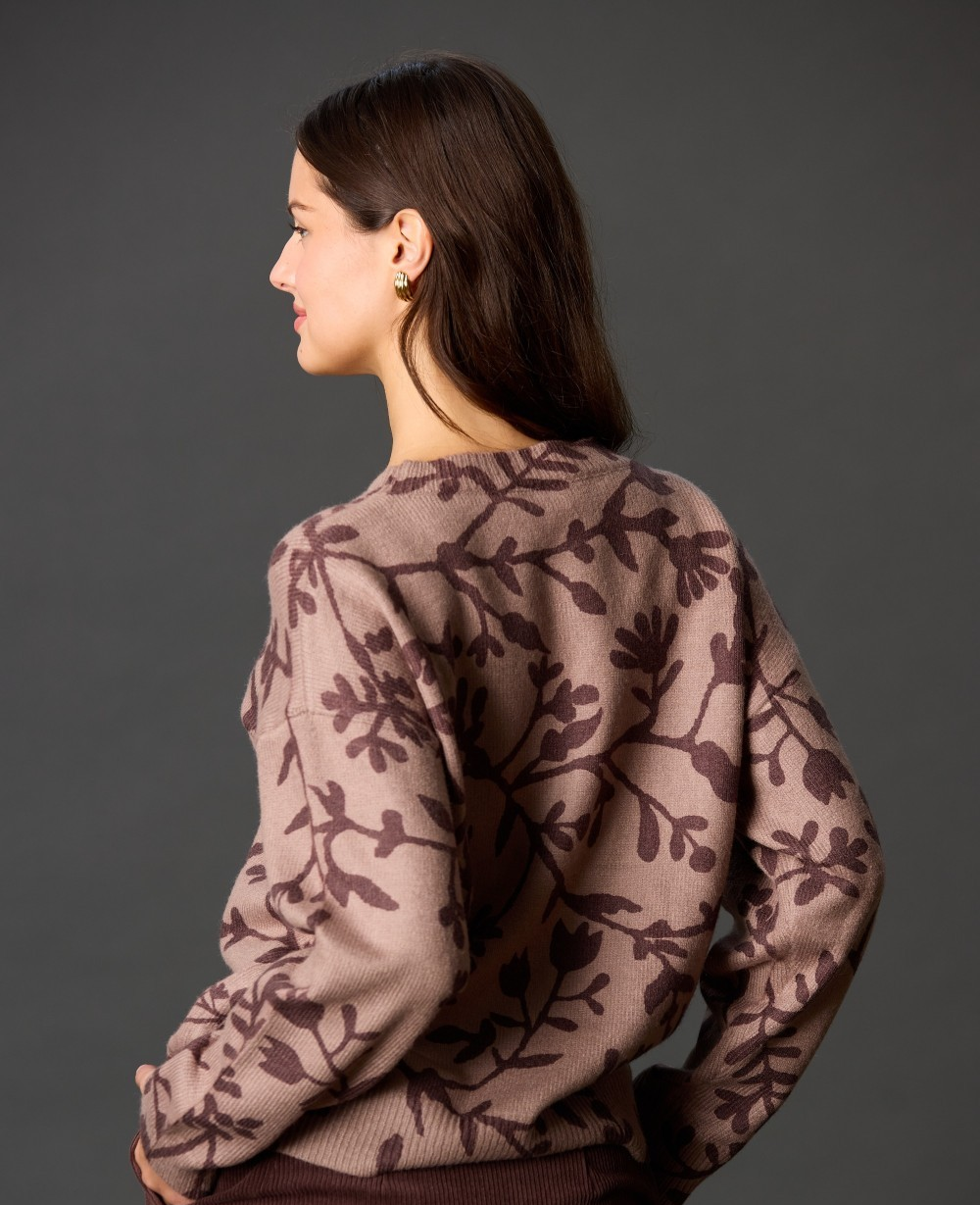 Mauve Floral Sweater