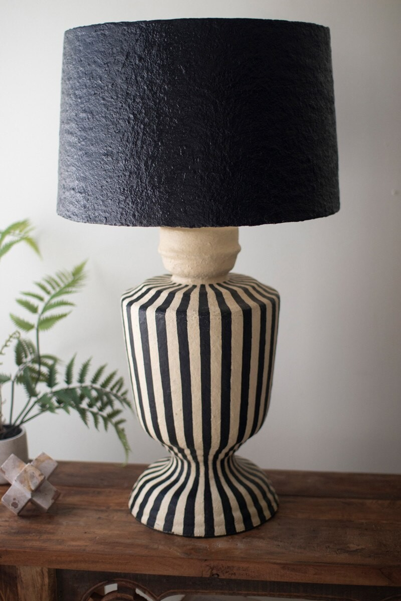 Black & White Paper Mache Lamp