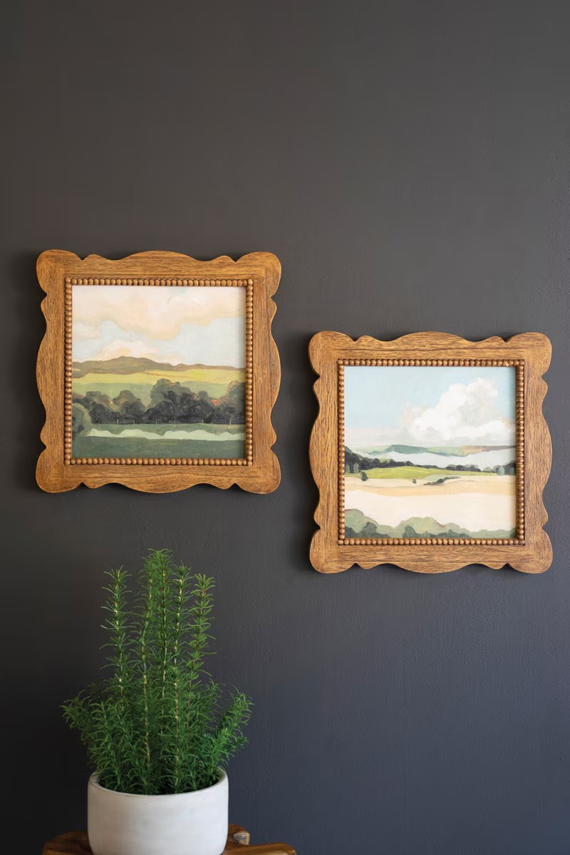 Scalloped Wood Framed Landscape