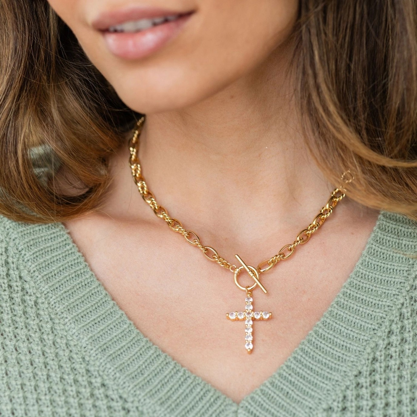 Cross Toggle Necklace