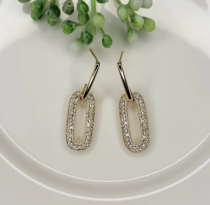 Pave Link Earrings