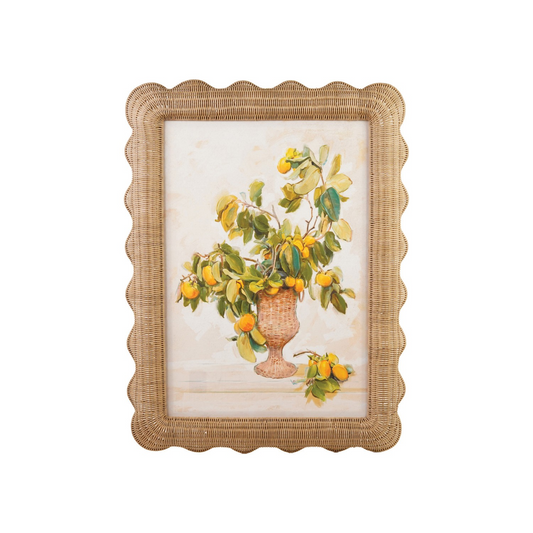 Rattan Framed Lemon Branches in Vase