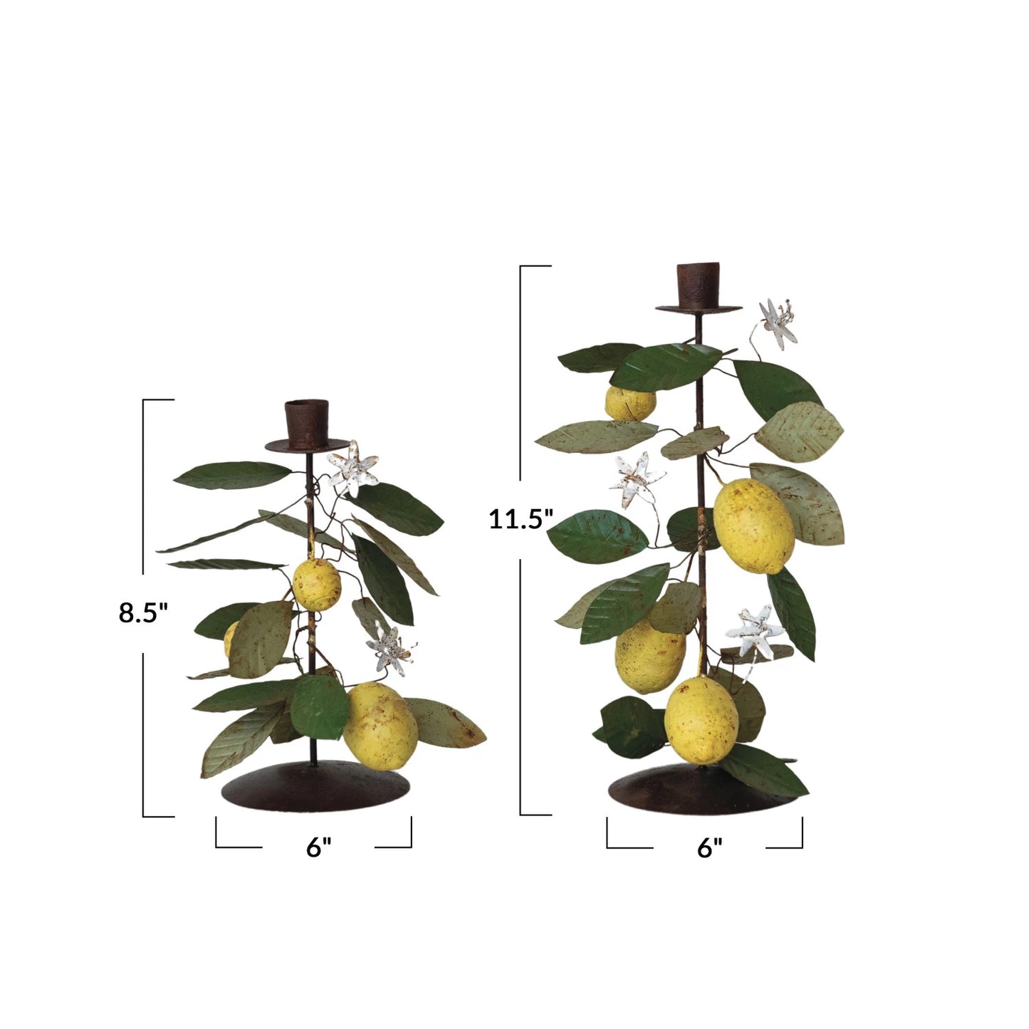 Painted Metal Lemon Candlestick Holder