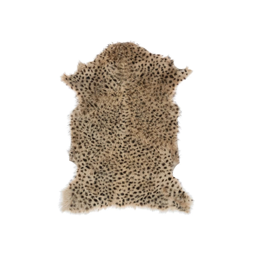 Goat Fur Rug, with Leopard Print