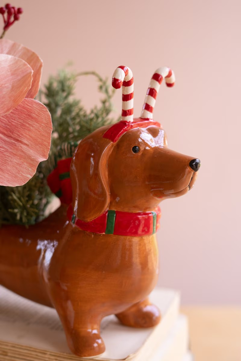 Christmas Dachshund Planter
