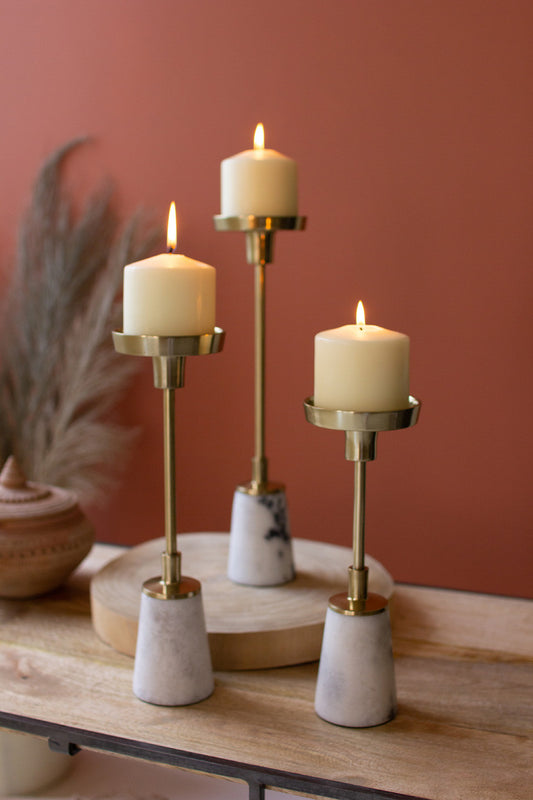 Marble & Brass Candlestick Holder