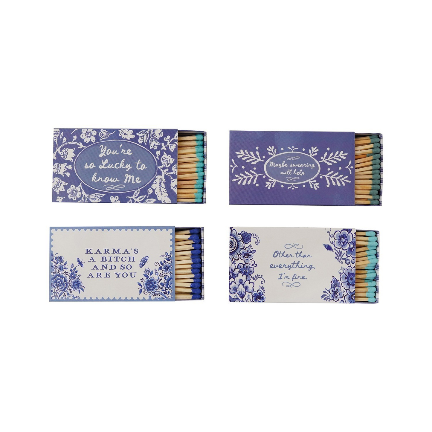 Blue and White Matchbox