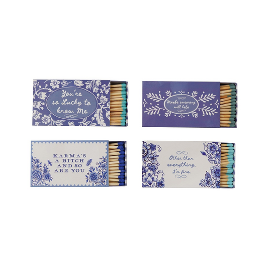 Blue and White Matchbox