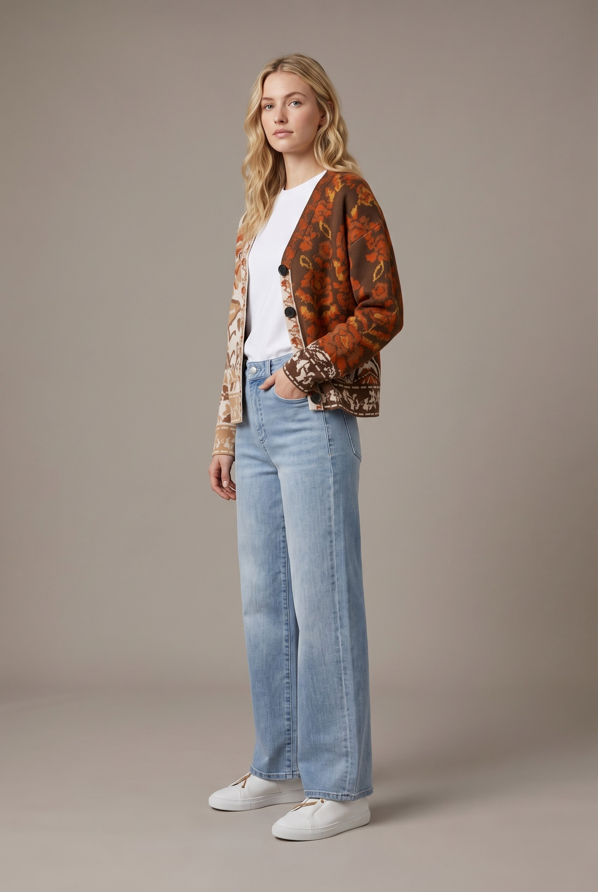 Terracotta Mixed Floral Cardigan