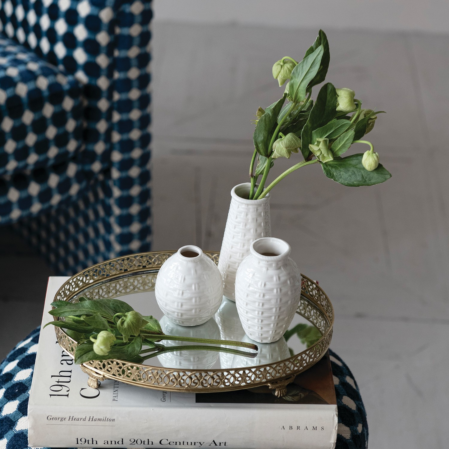 Oval Metal Filigree Footed Tray