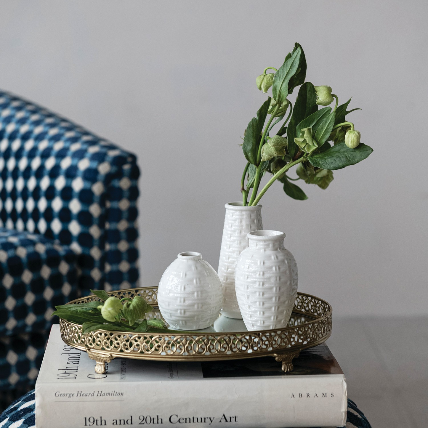 Oval Metal Filigree Footed Tray