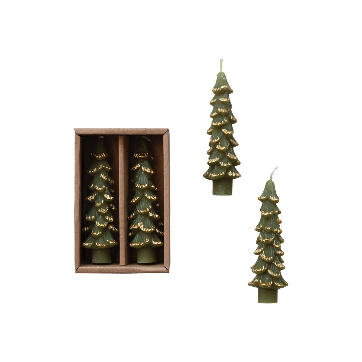 Green Mini Christmas Tree Tapers