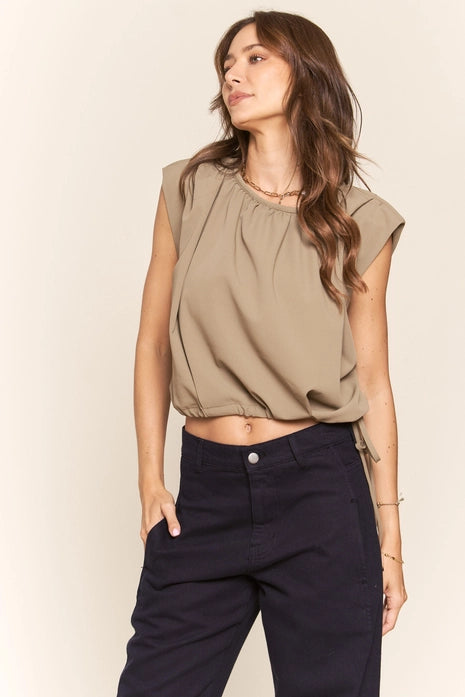 Mocha Drawstring Top