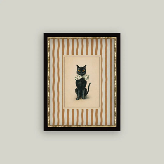 Black Cat on Stripes