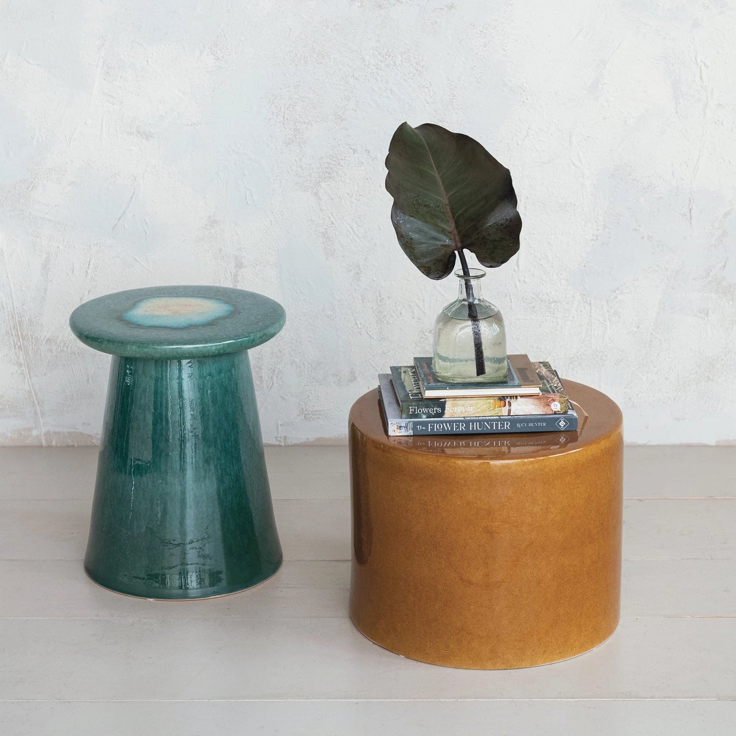 Teal Stoneware Table / Stool