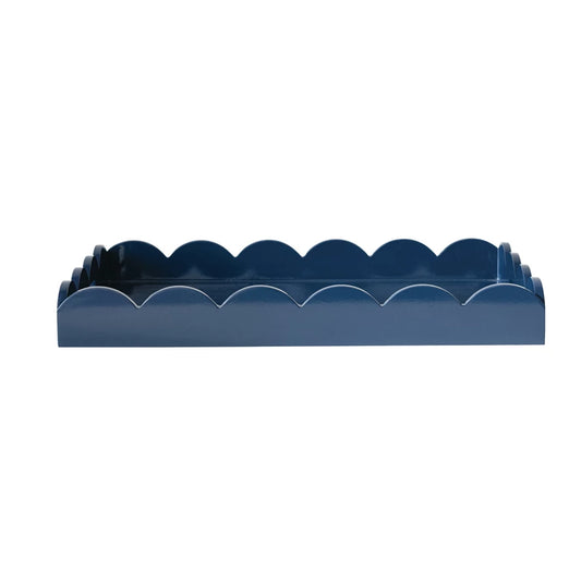 Lacquered Navy Tray w/ Scalloped Edges