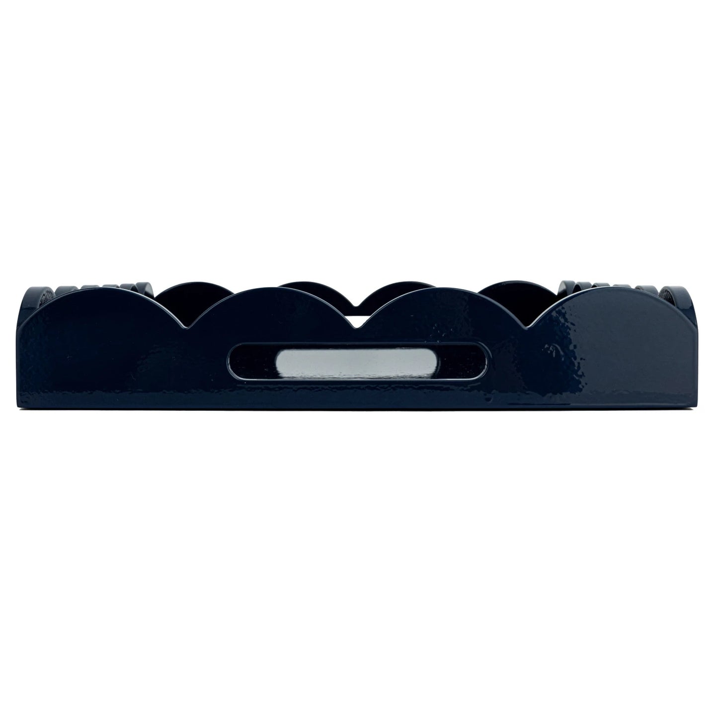 Lacquered Navy Tray w/ Scalloped Edges