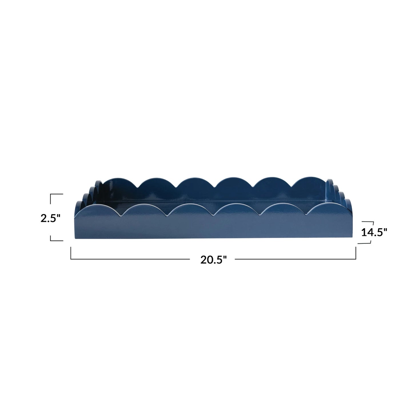 Lacquered Navy Tray w/ Scalloped Edges