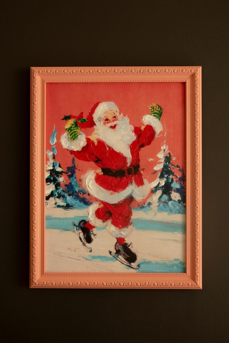 Skating Santa Framed Print