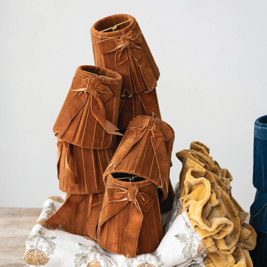 Rust Velvet Ribbon Clip-on Lampshade