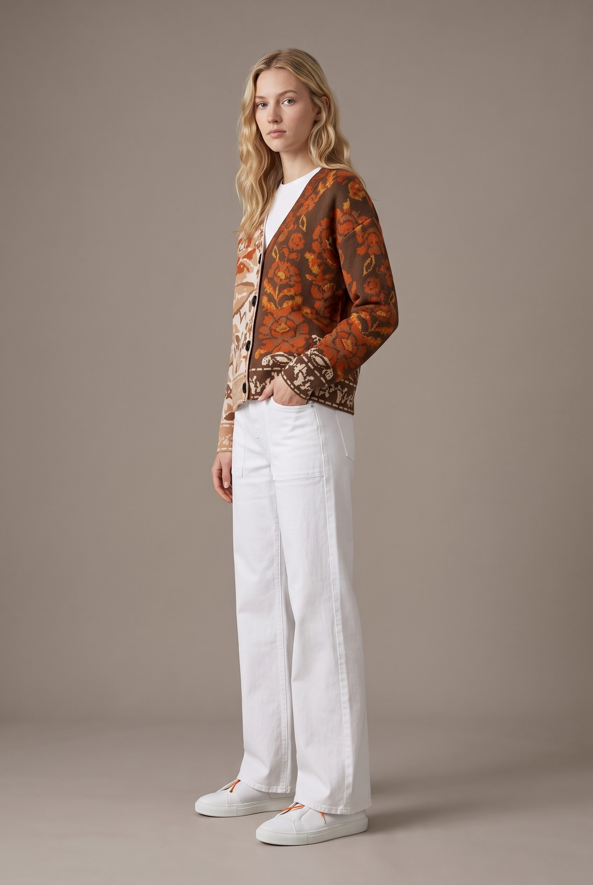 Terracotta Mixed Floral Cardigan