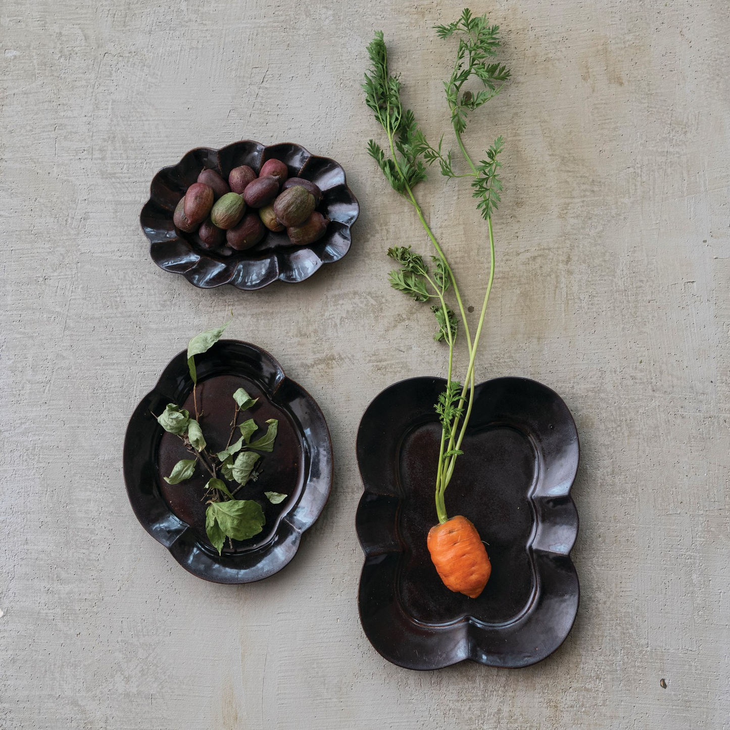 Oval Brown Scalloped Plate