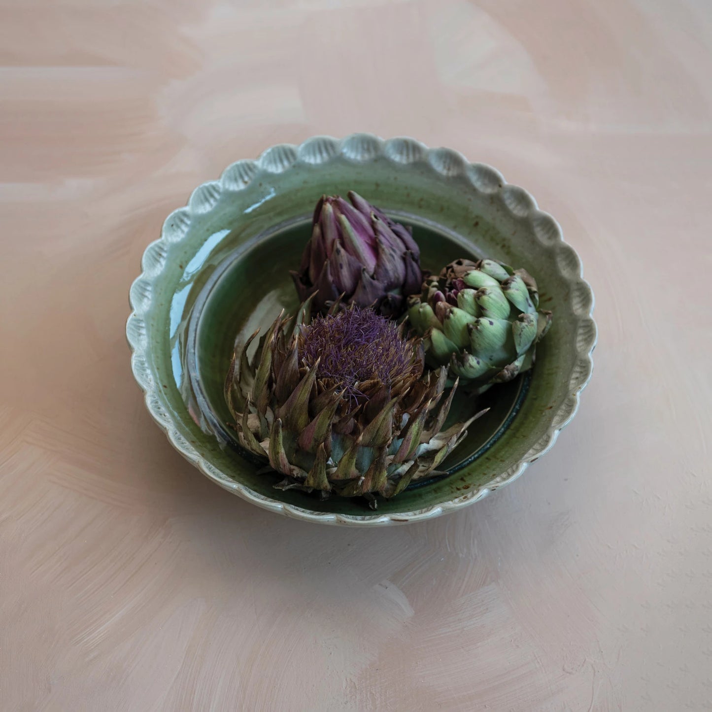 Green Scalloped Bowl