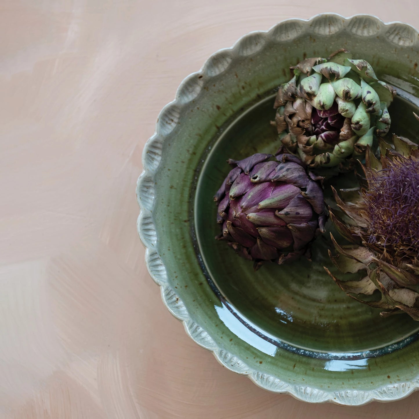 Green Scalloped Bowl