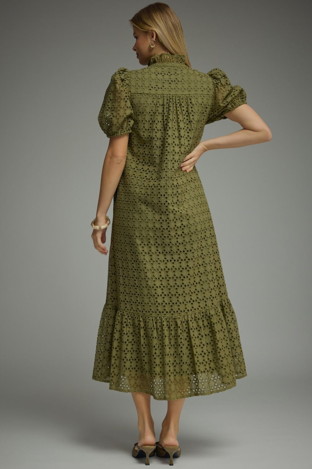 Olive Eyelet Dress