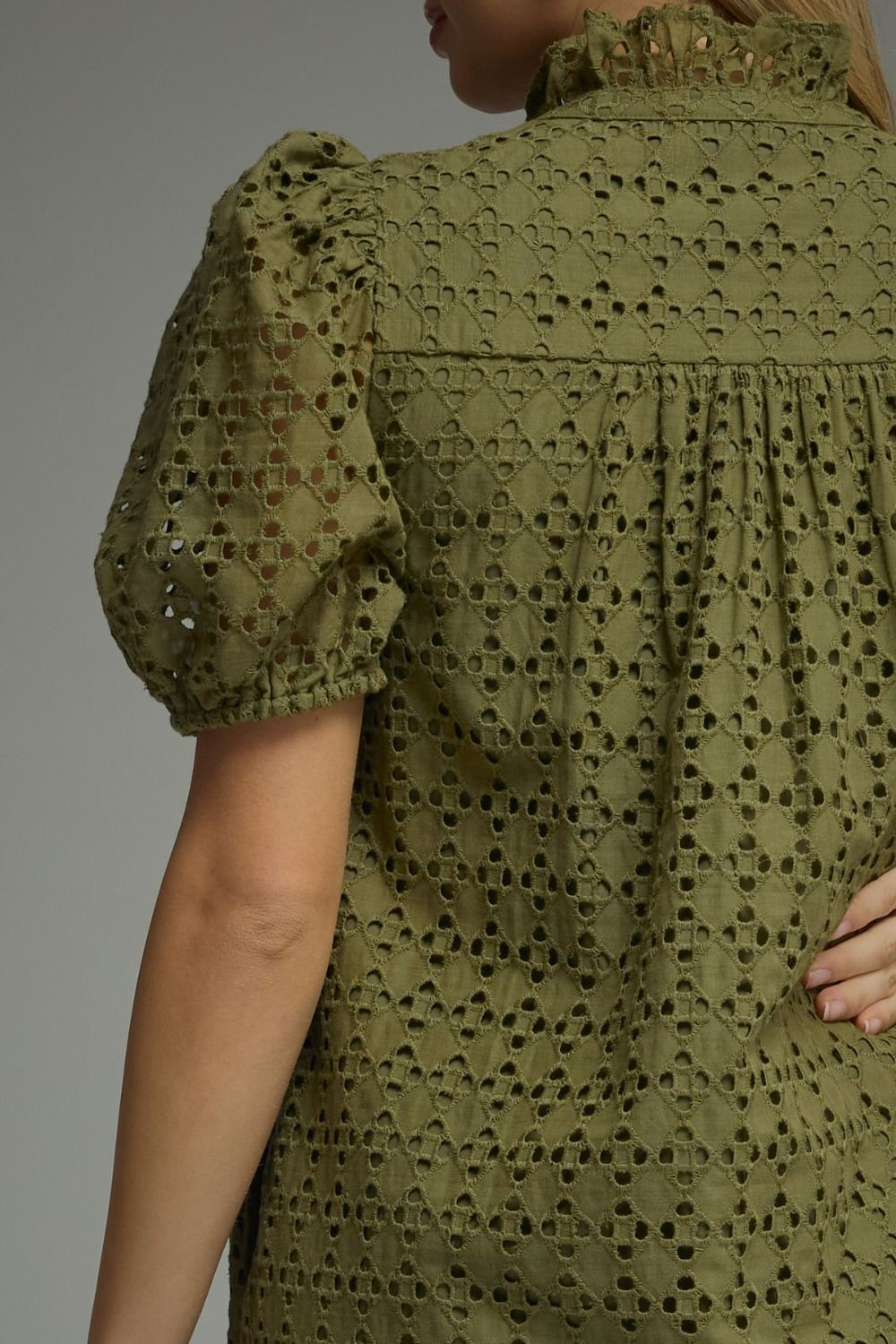 Olive Eyelet Dress