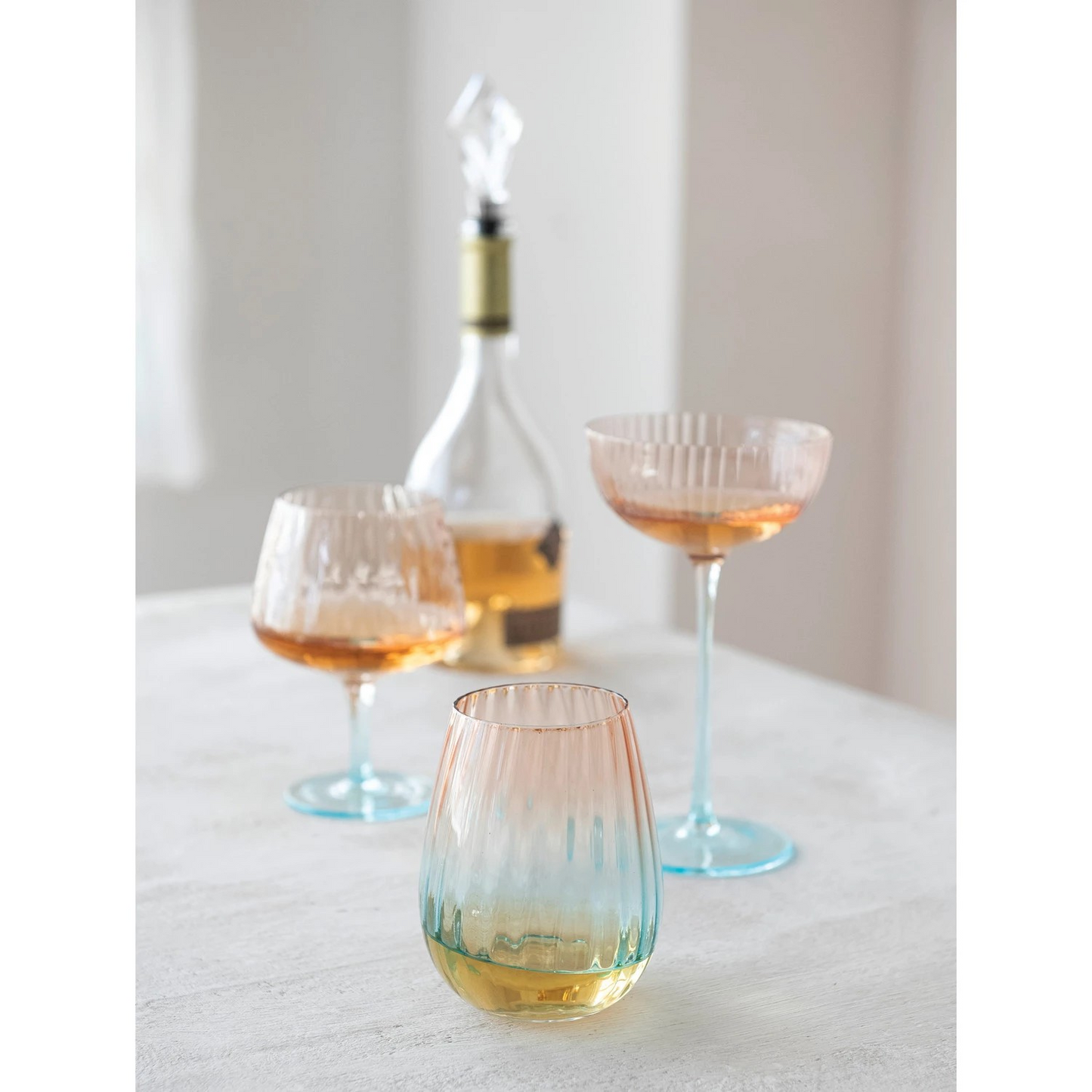 Two-Tone Stemmed Fluted Coupe