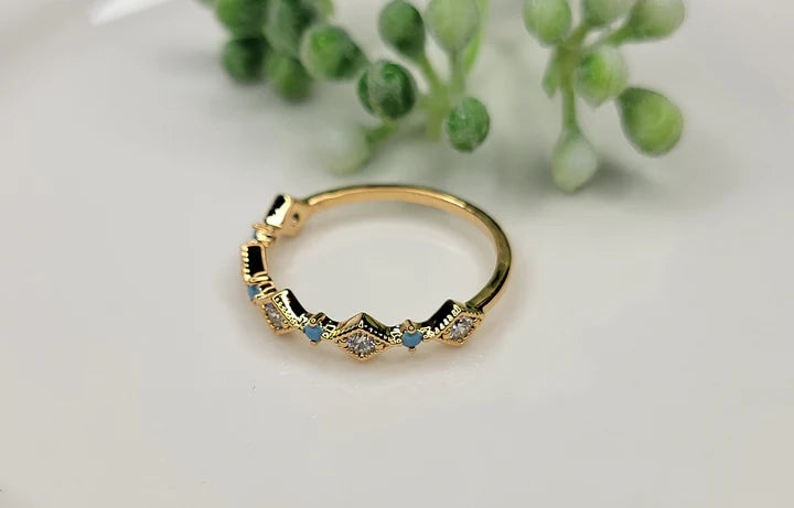 Petite Blue Aztec Ring