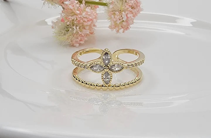 Double Band Floral Ring