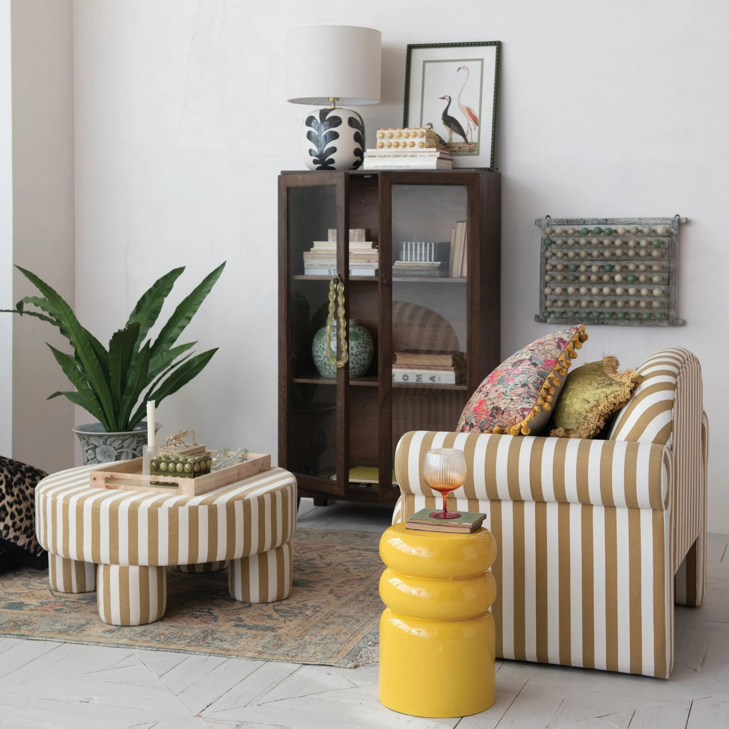 Striped Table Ottoman