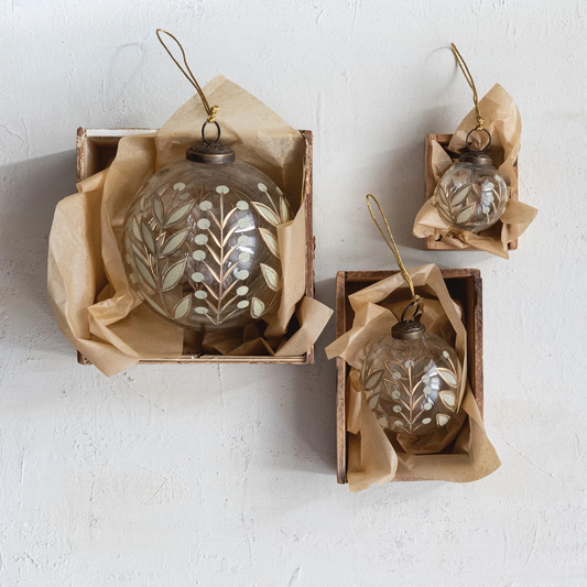 Hand-Painted Etched Glass Ornament