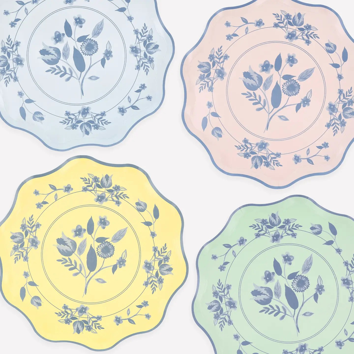 Vintage Pastel Botanical Dinner Plates