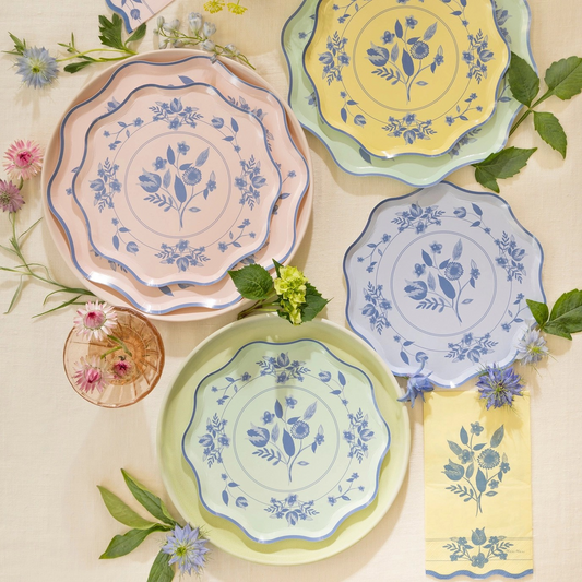 Vintage Pastel Botanical Dinner Plates