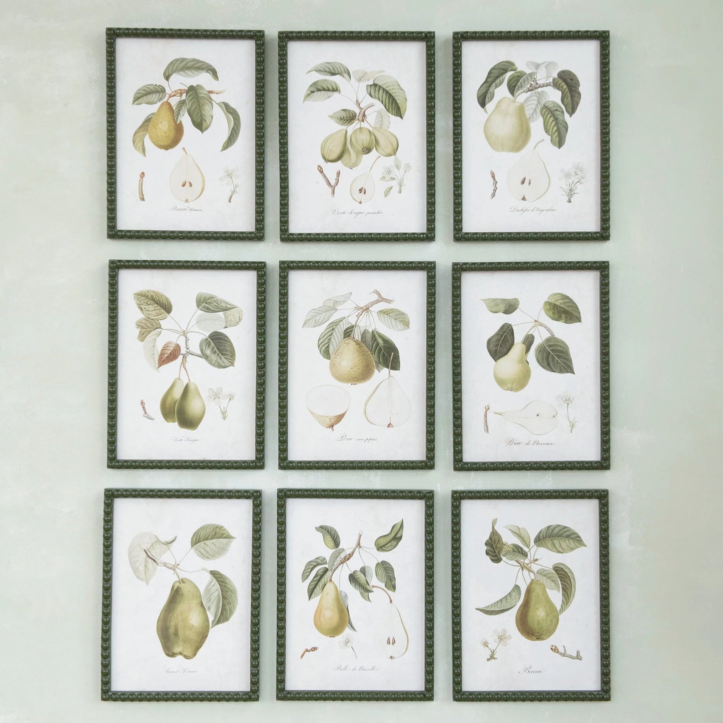 Green Hobnail Framed Pears