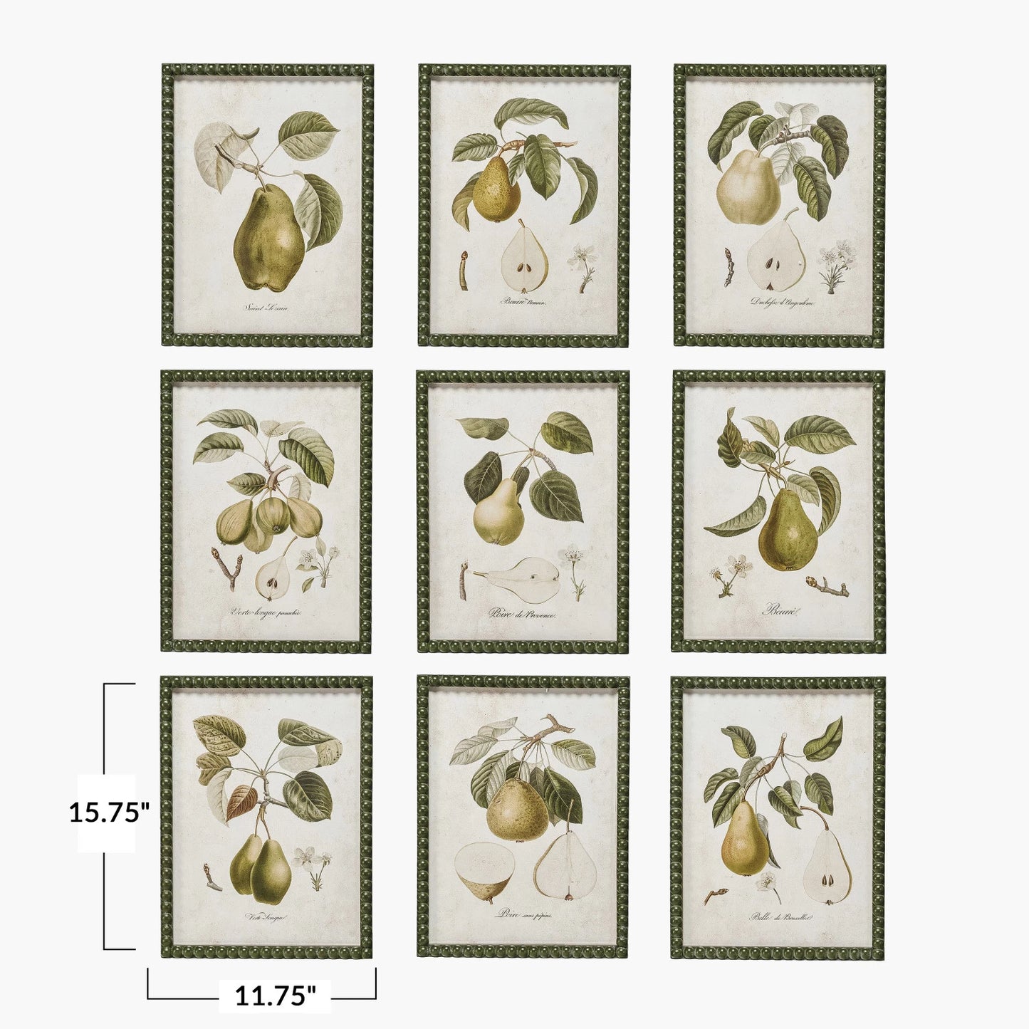 Green Hobnail Framed Pears